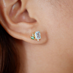 Aquamarine Cluster Earrings