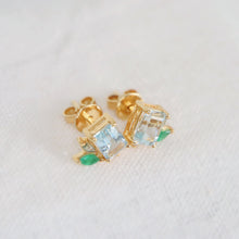 Load image into Gallery viewer, Aquamarine Cluster Earrings